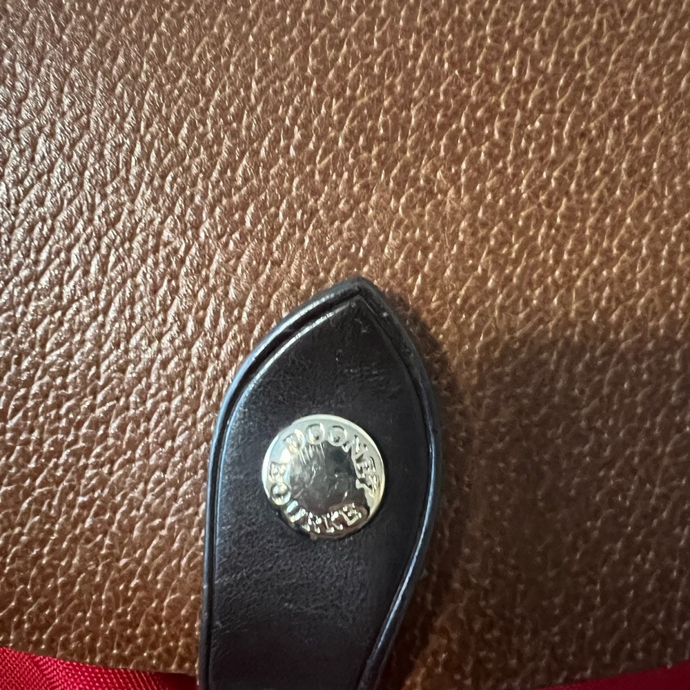 Dooney & Bourke Alto Saddle Crossbody Bag Leather Canvas Red Brown - Picture 5 of 7